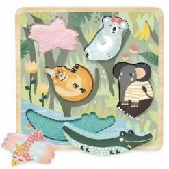 Vilac Encastrement Tactile 5 Pièces En Bois : Jungle Touch And Feel