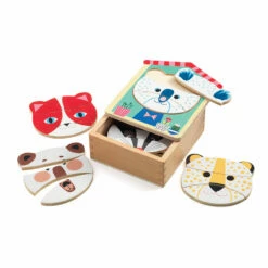 Djeco Puzzle Apprentissage 18 Pièces En Bois : Face-mix