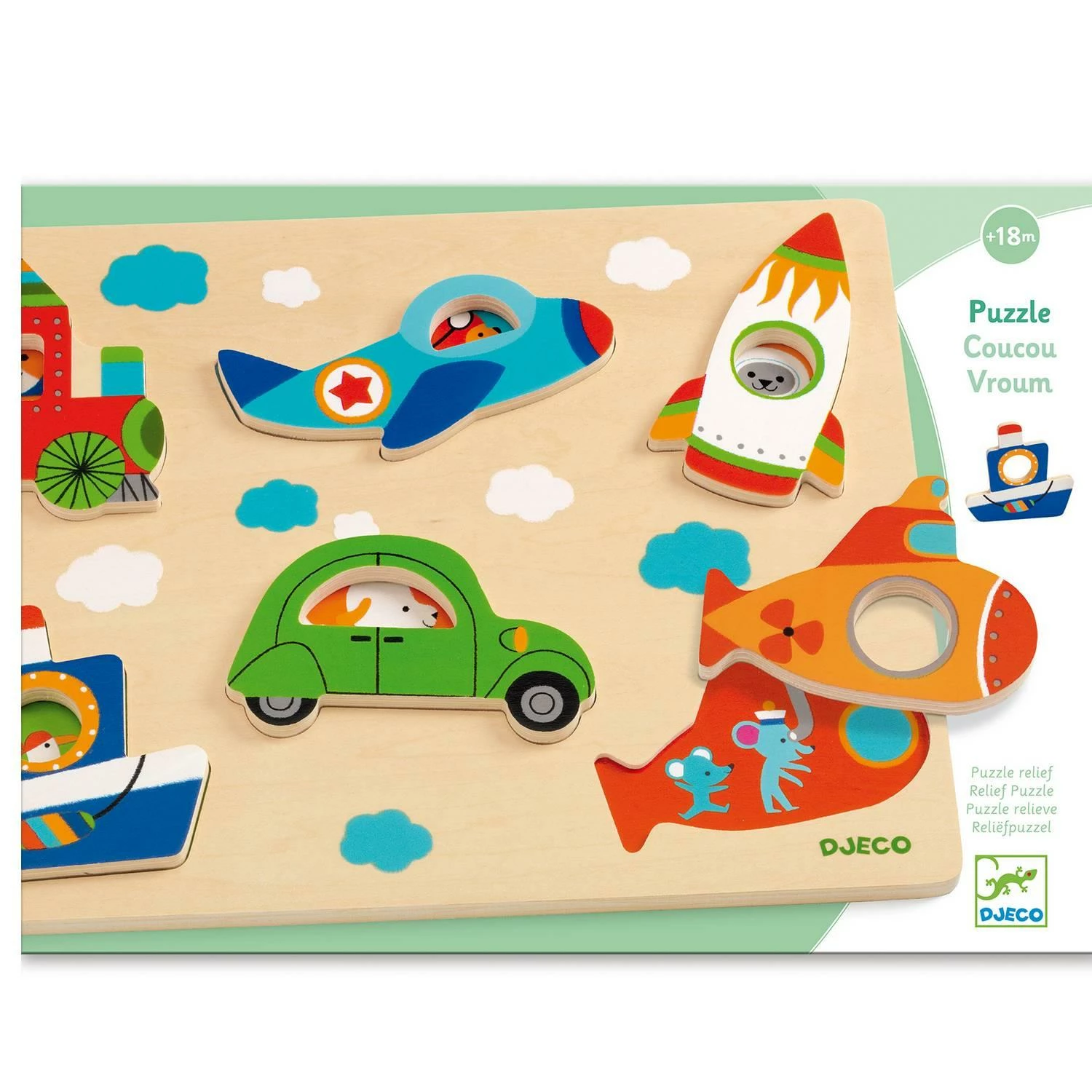 Djeco Puzzle 6 Pièces à Encastrer : Coucou-vroum – Image 2