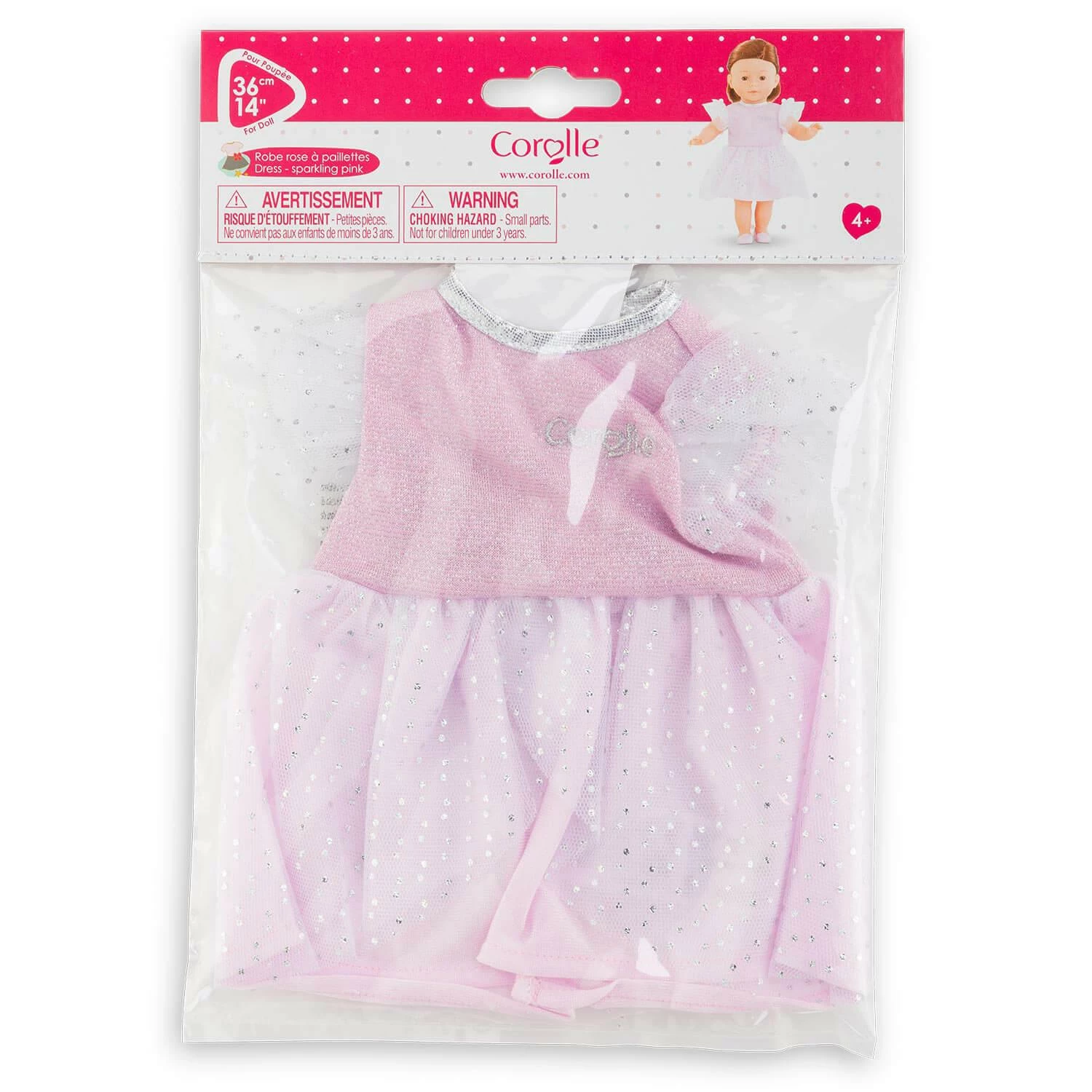Vêtement Pour Poupée Ma Corolle 36 Cm : Robe Rose à Paillettes – Image 3