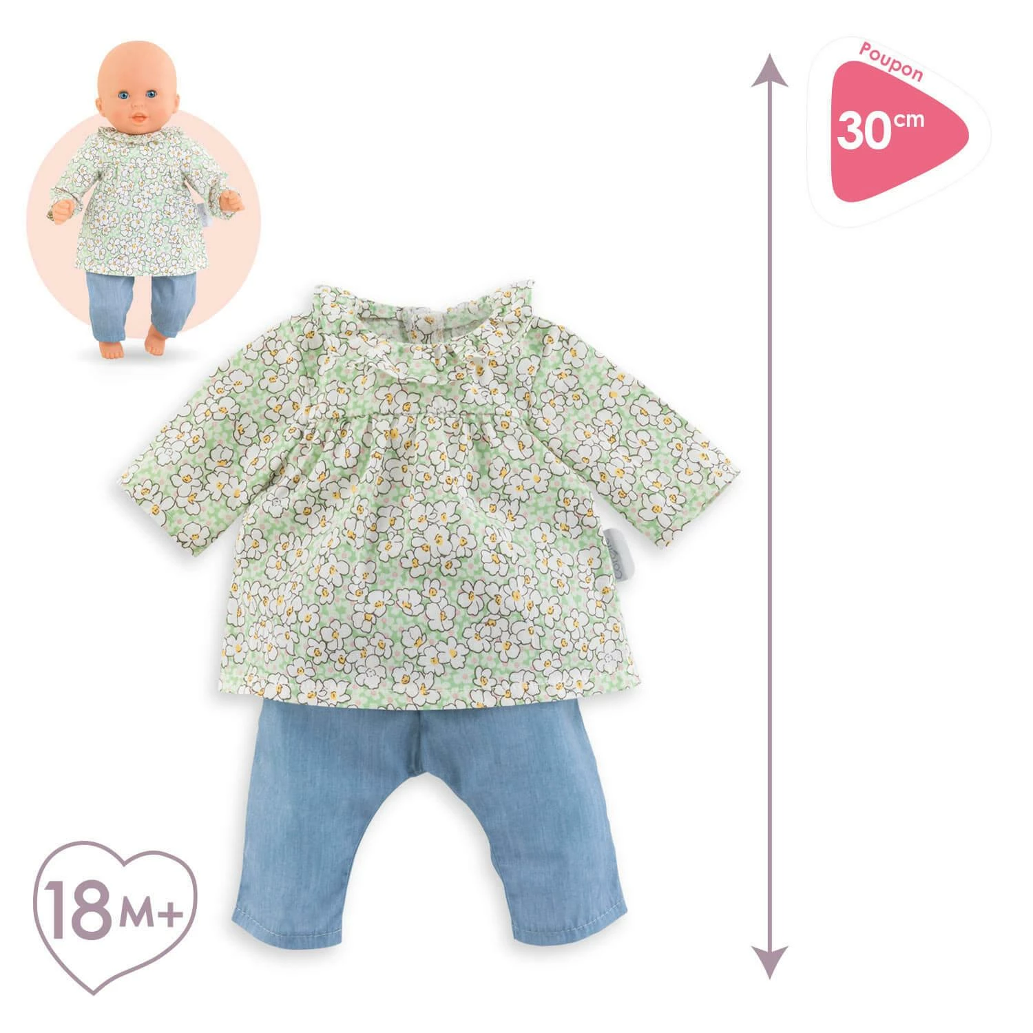 Corolle VĂȘtements Pour Petit Poupon 30 Cm : Blouse Et Pantalon â Image 3