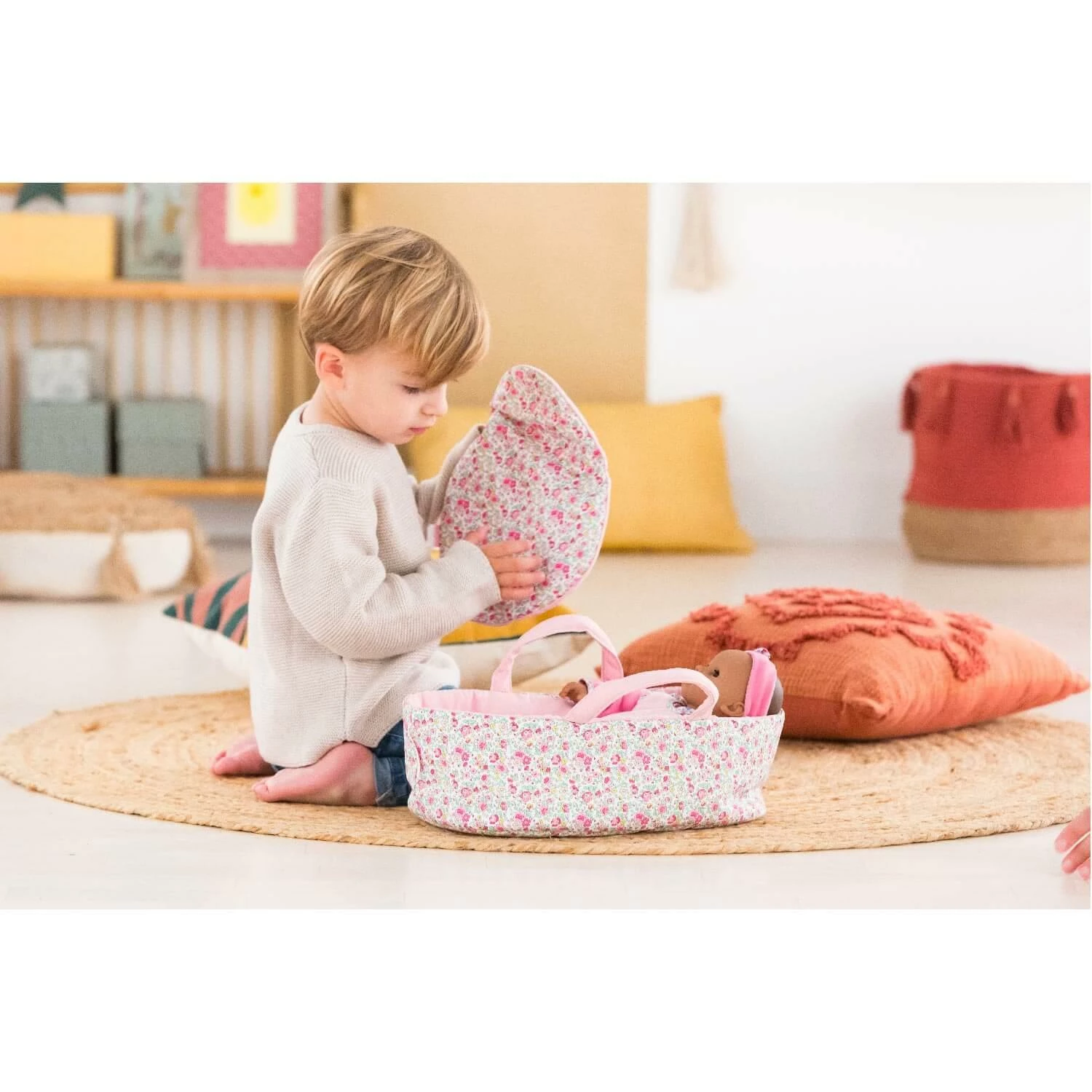 Accessoire Pour Mon Premier Poupon Corolle 30cm : Couffin Fleuri Rose – Image 5