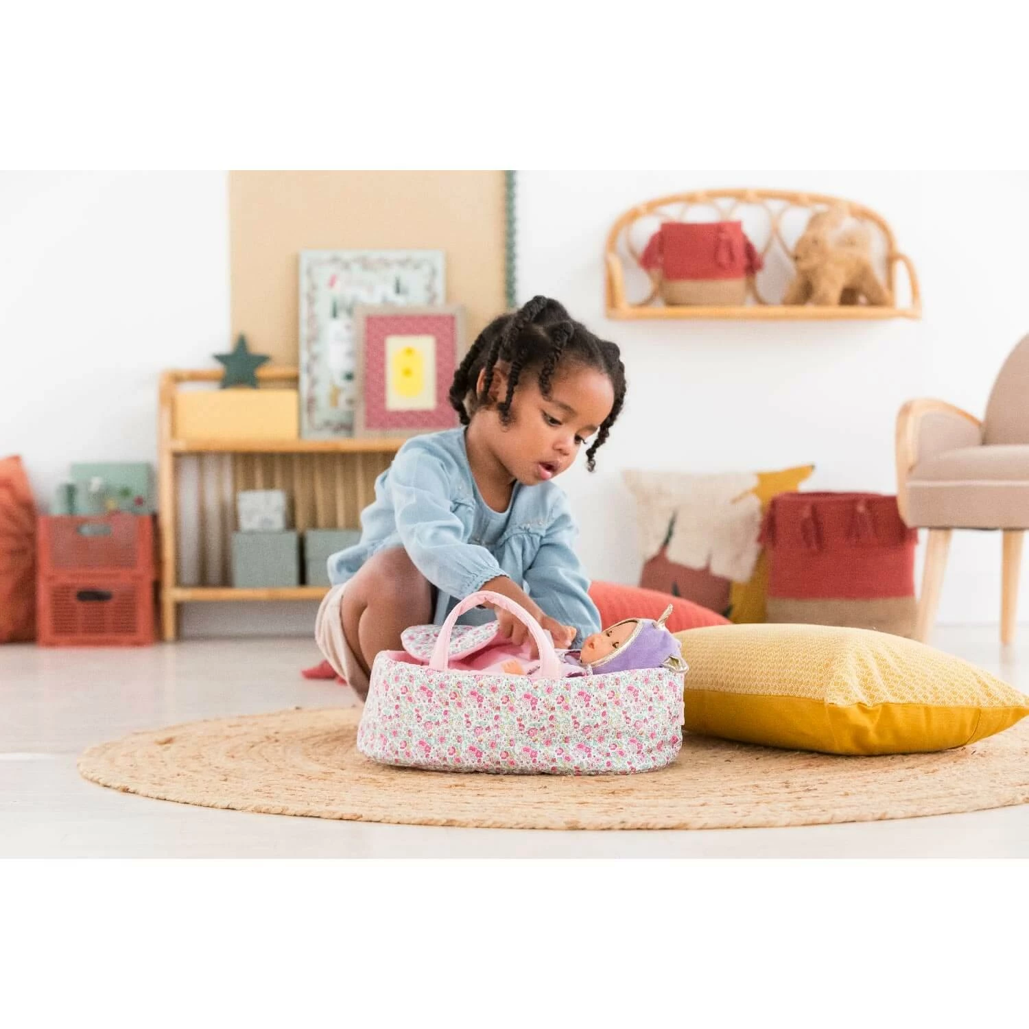 Accessoire Pour Mon Premier Poupon Corolle 30cm : Couffin Fleuri Rose – Image 7
